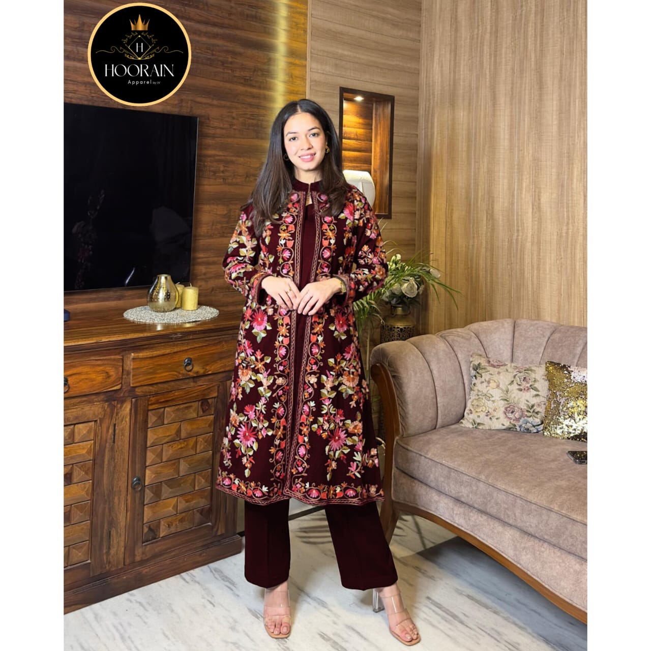 "Exquisite Elegance Collection" ๐ โ Unveiling the Front Full Heavy Embroidered 3-Piece Gown Set