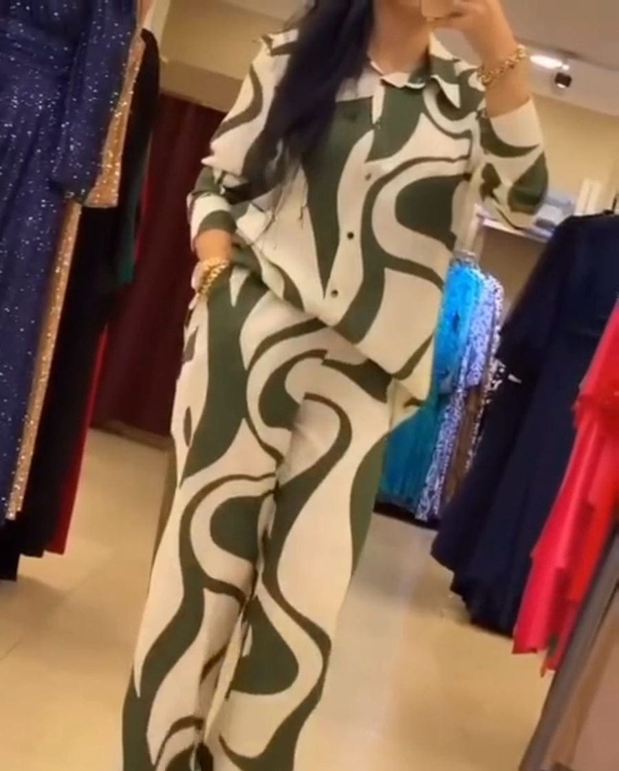 π Elegant Zebra Print Silk Set π Full-Sleeve Top & Trousers