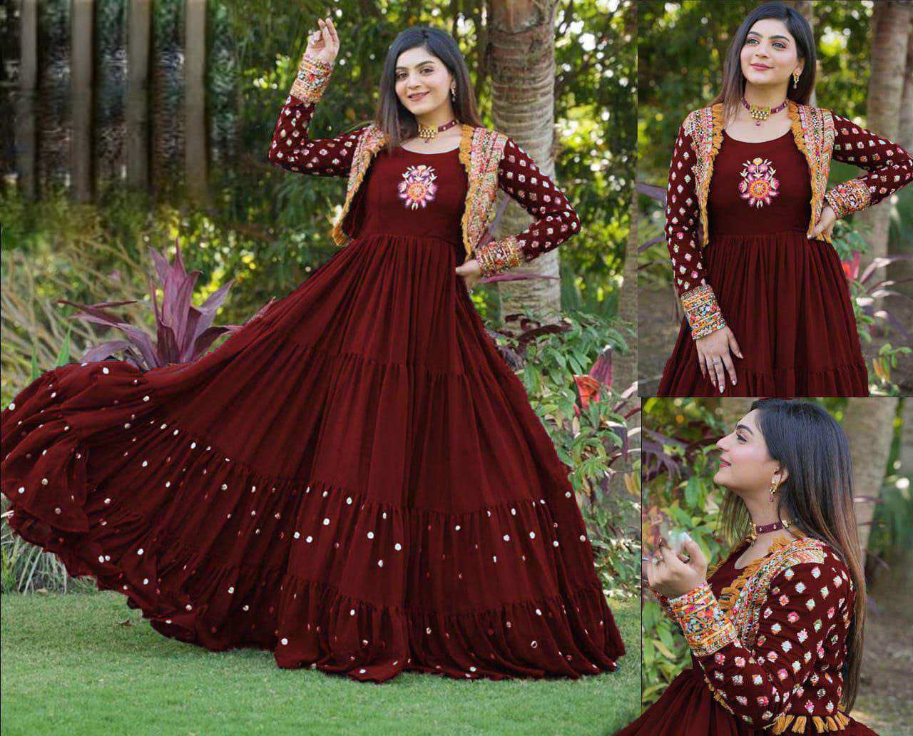 *New Stylish multi Embroidery Seprate Koti (front &back both side heavy Embroidered koti)😍 with Embroidery Maxi*