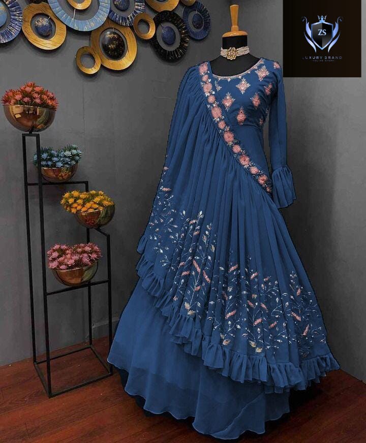Fancy Maxi with fancy Embroidery touching+Miror Duppatta stylish with trouser