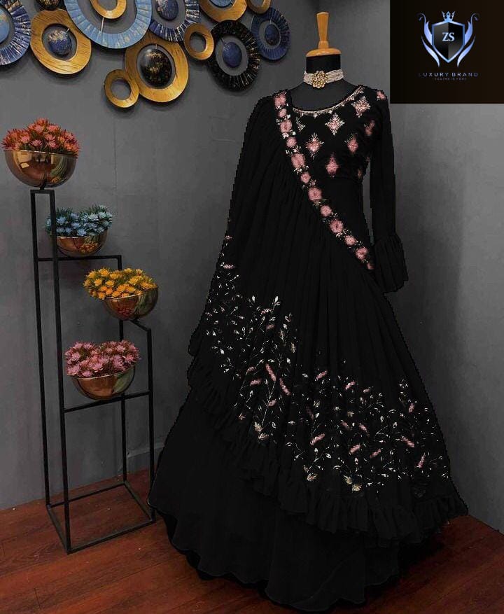 Fancy Maxi with fancy Embroidery touching+Miror Duppatta stylish with trouser