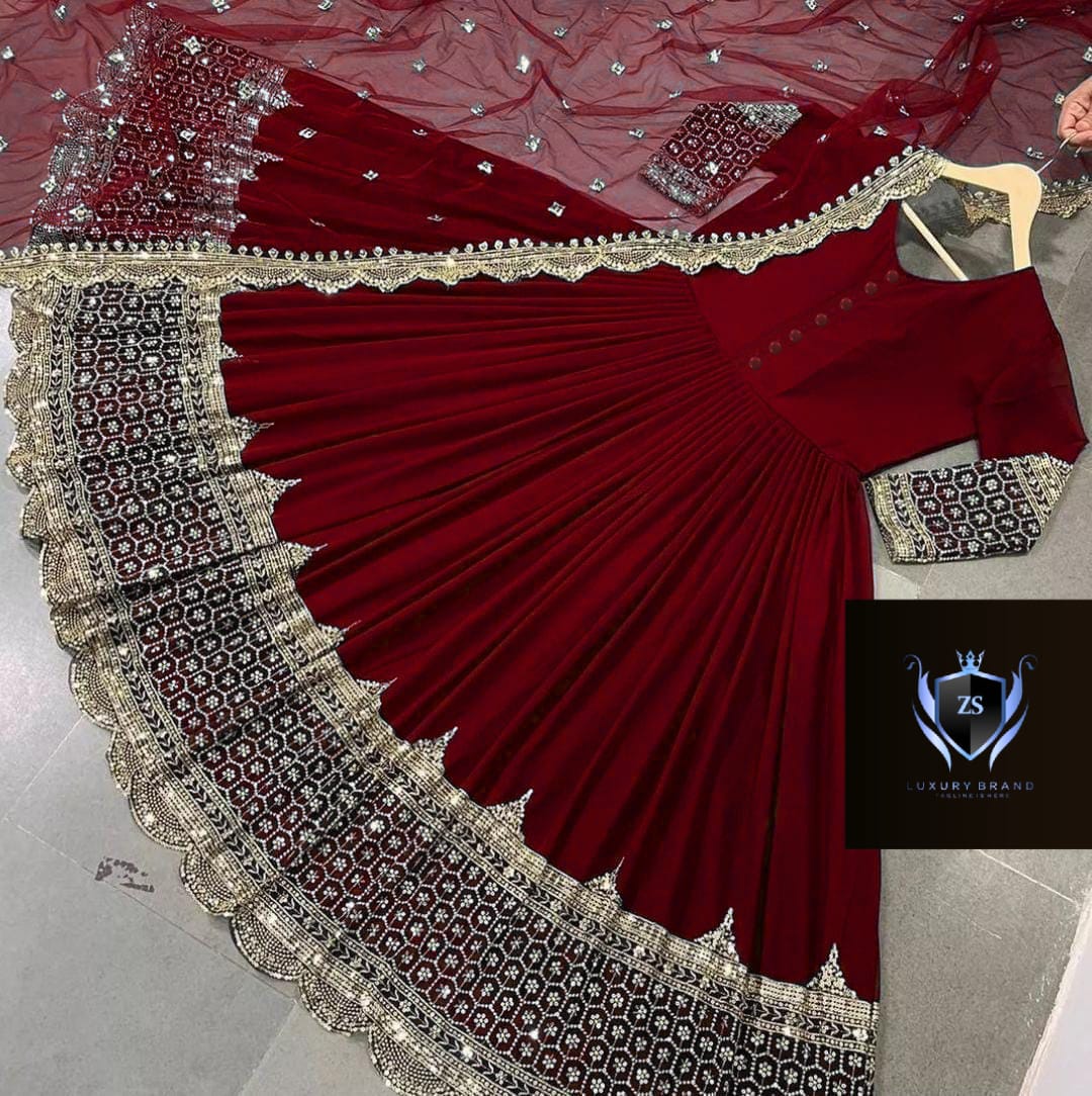 Border Sleeve Heavy Sequence Embroidery With Sequence Embroidery Dupatta 3pcs