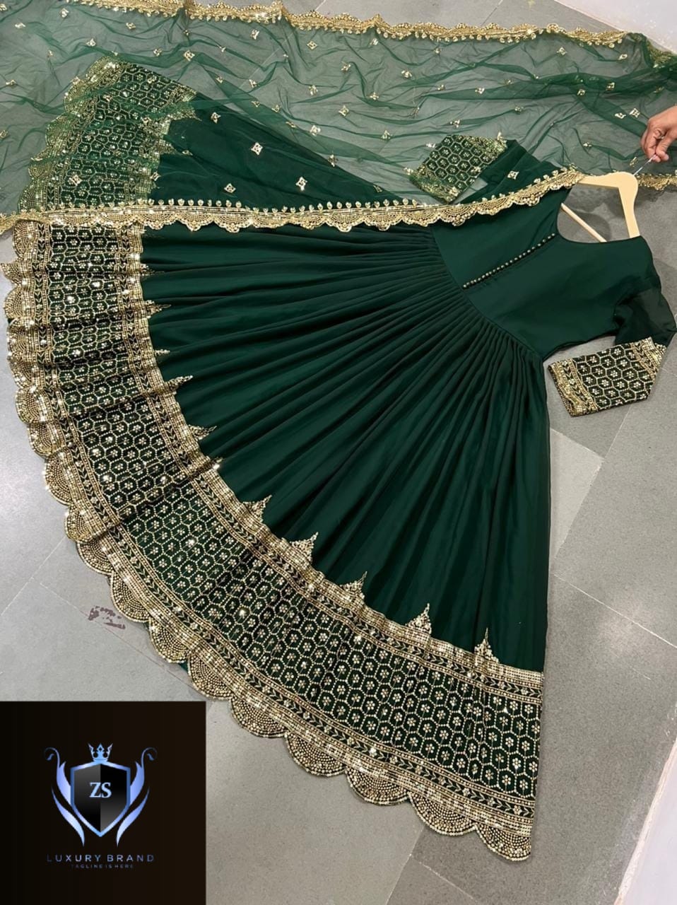Border Sleeve Heavy Sequence Embroidery With Sequence Embroidery Dupatta 3pcs