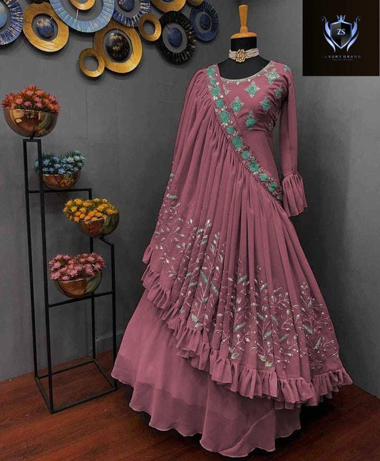 Fancy Maxi with fancy Embroidery touching+Miror Duppatta stylish with trouser