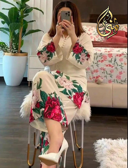 Digital Front & Back Floral Print Co Ord Set 2PCs