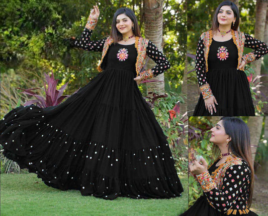 *New Stylish multi Embroidery Seprate Koti (front &back both side heavy Embroidered koti)😍 with Embroidery Maxi*